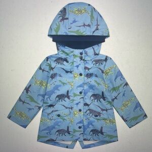 Andy & Evan Boys Light Blue Dino Blue Windbreaker Raincoat. Size 6